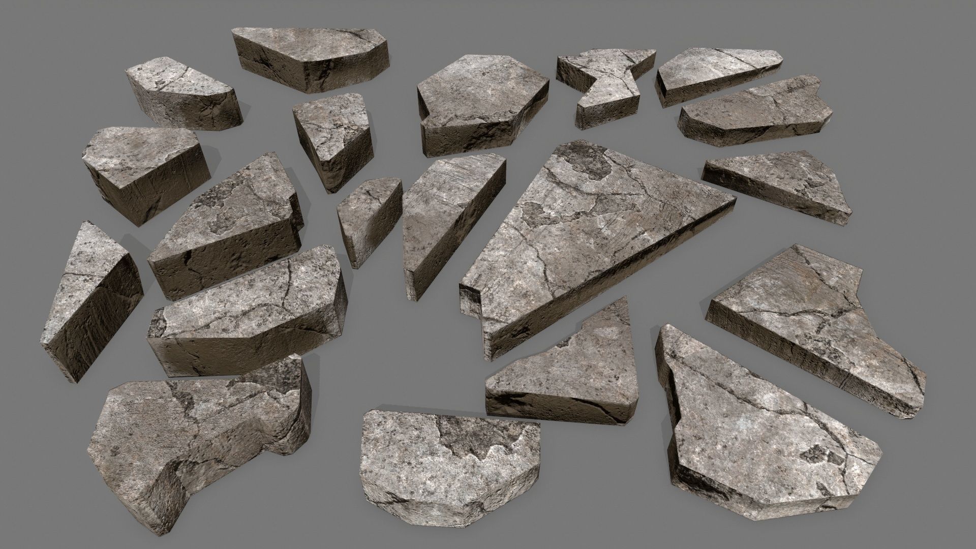 stone set piece of Low-poly 3D model_1