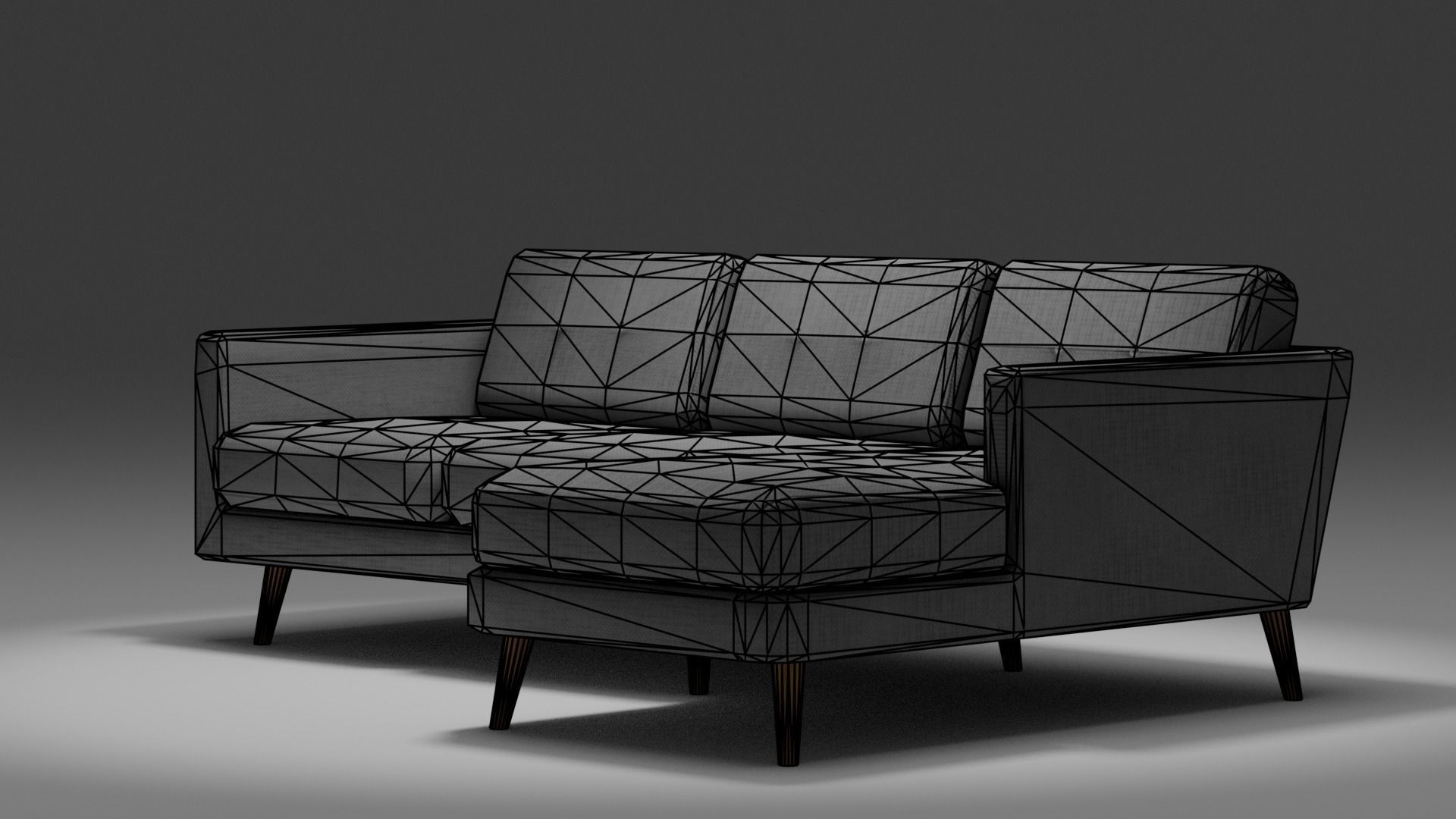 Fabric Couch - Game Ready Low-poly 3D model_9