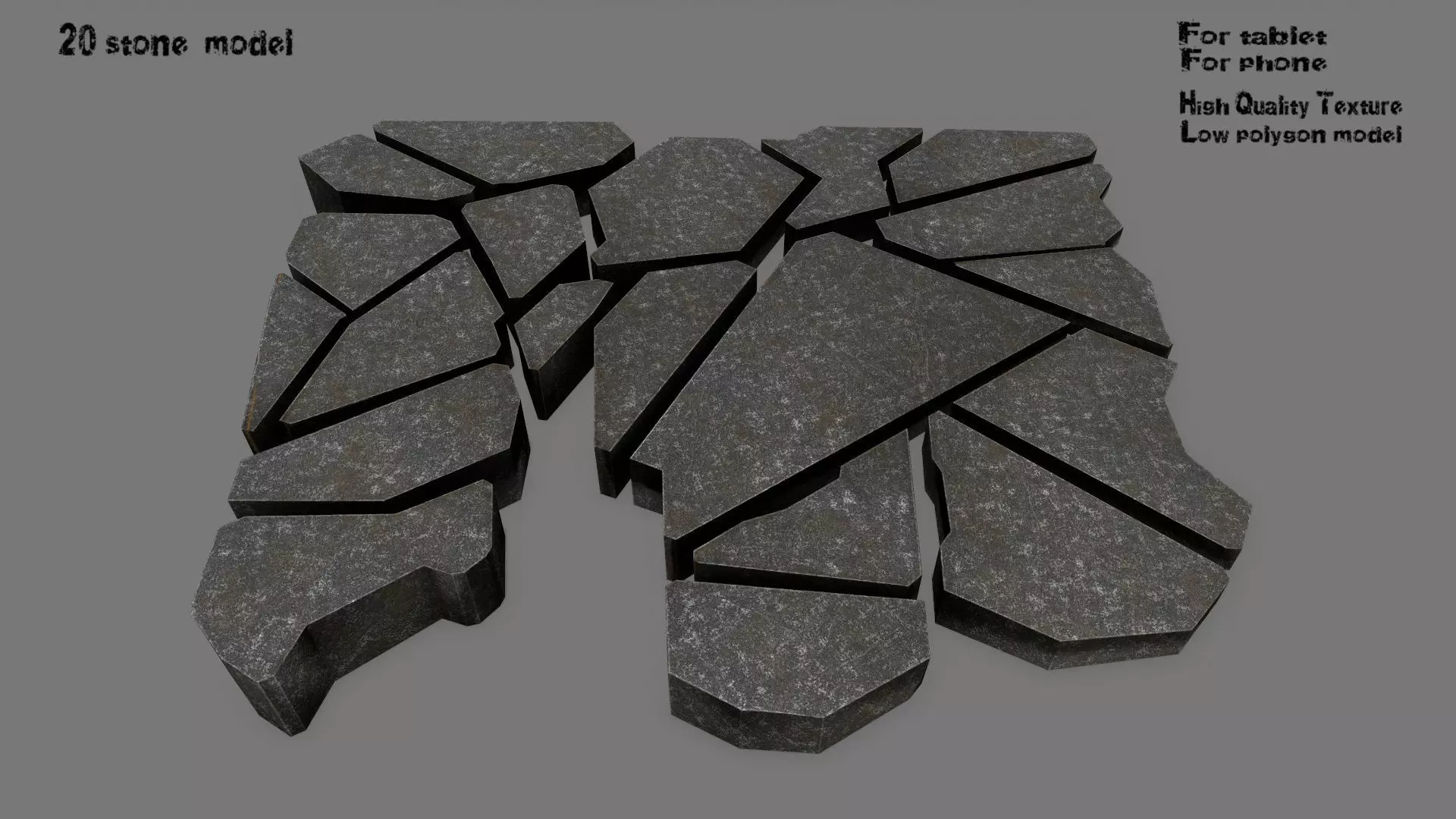 stone set piece of Low-poly 3D model_0