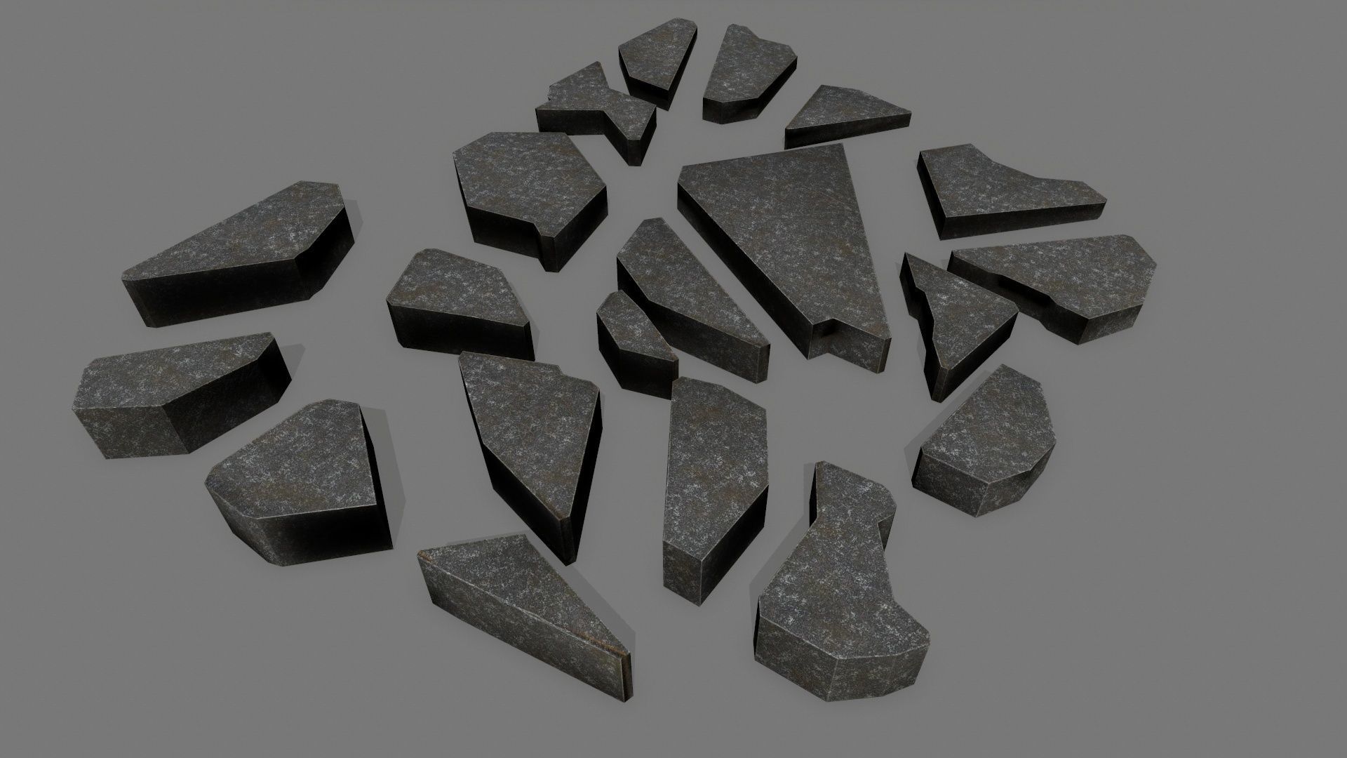 stone set piece of Low-poly 3D model_3