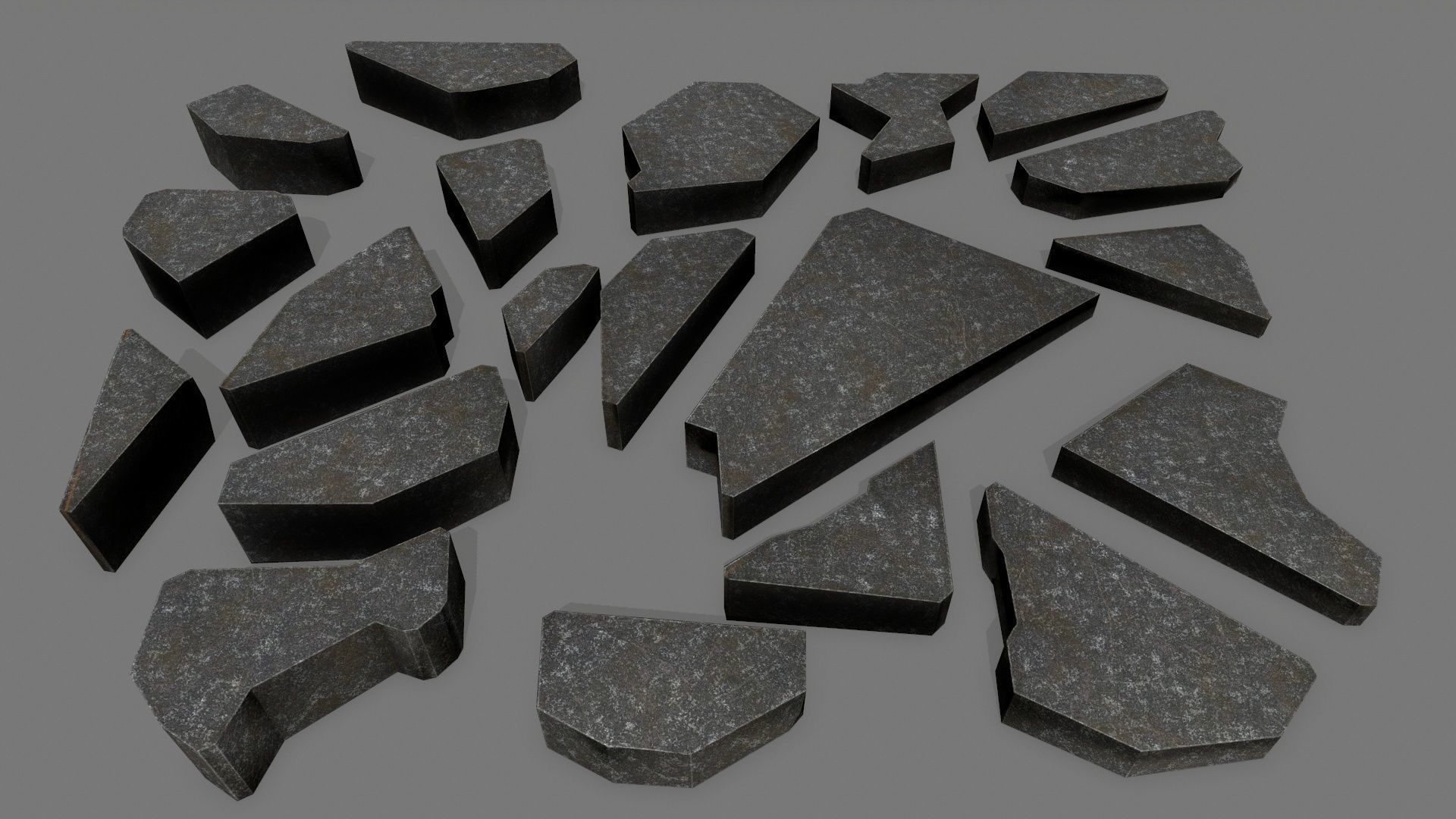 stone set piece of Low-poly 3D model_2