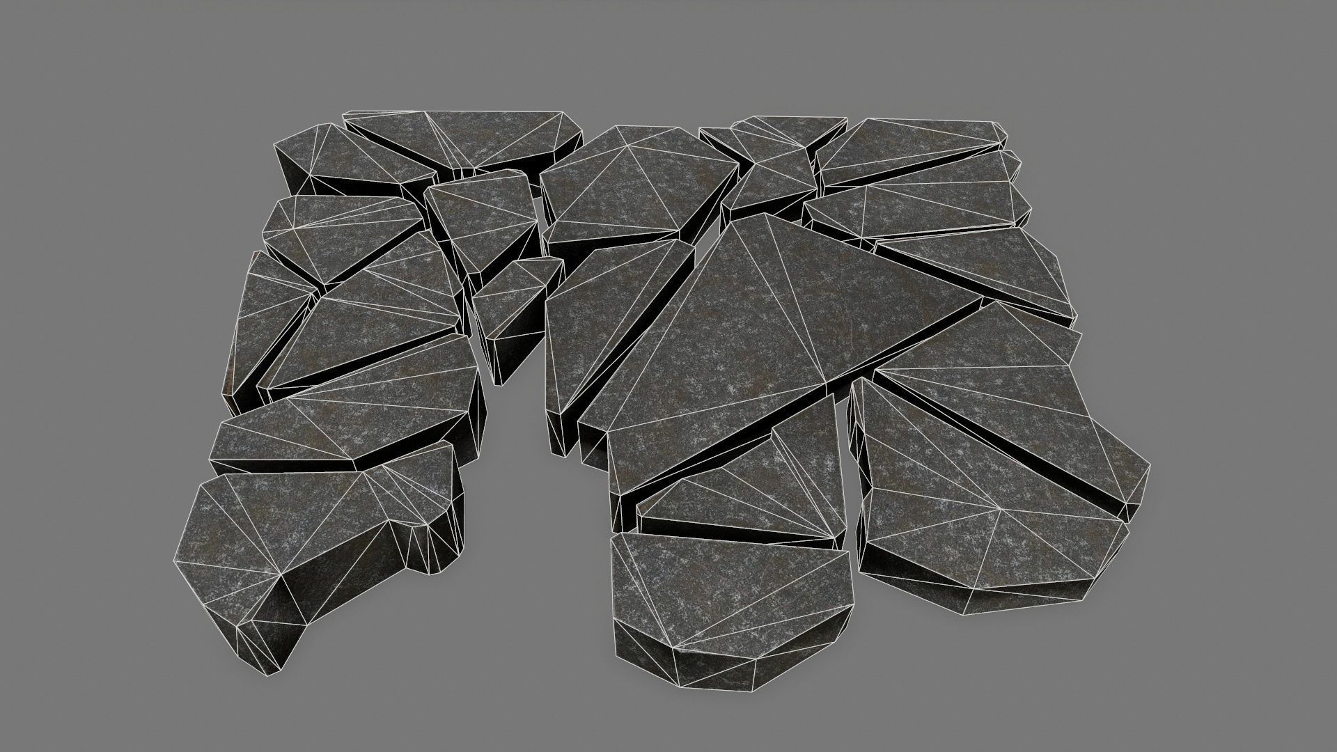 stone set piece of Low-poly 3D model_1