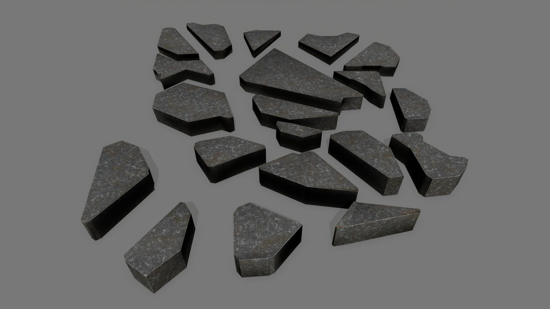 stone set piece of Low-poly 3D model_4