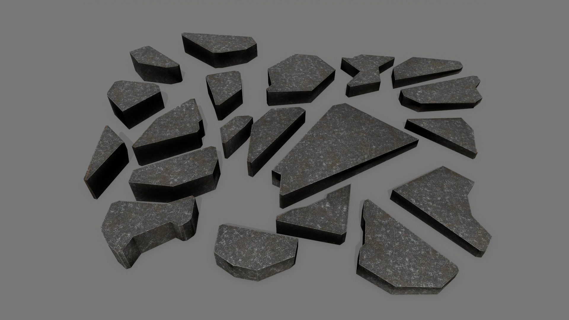 stone set piece of Low-poly 3D model_8