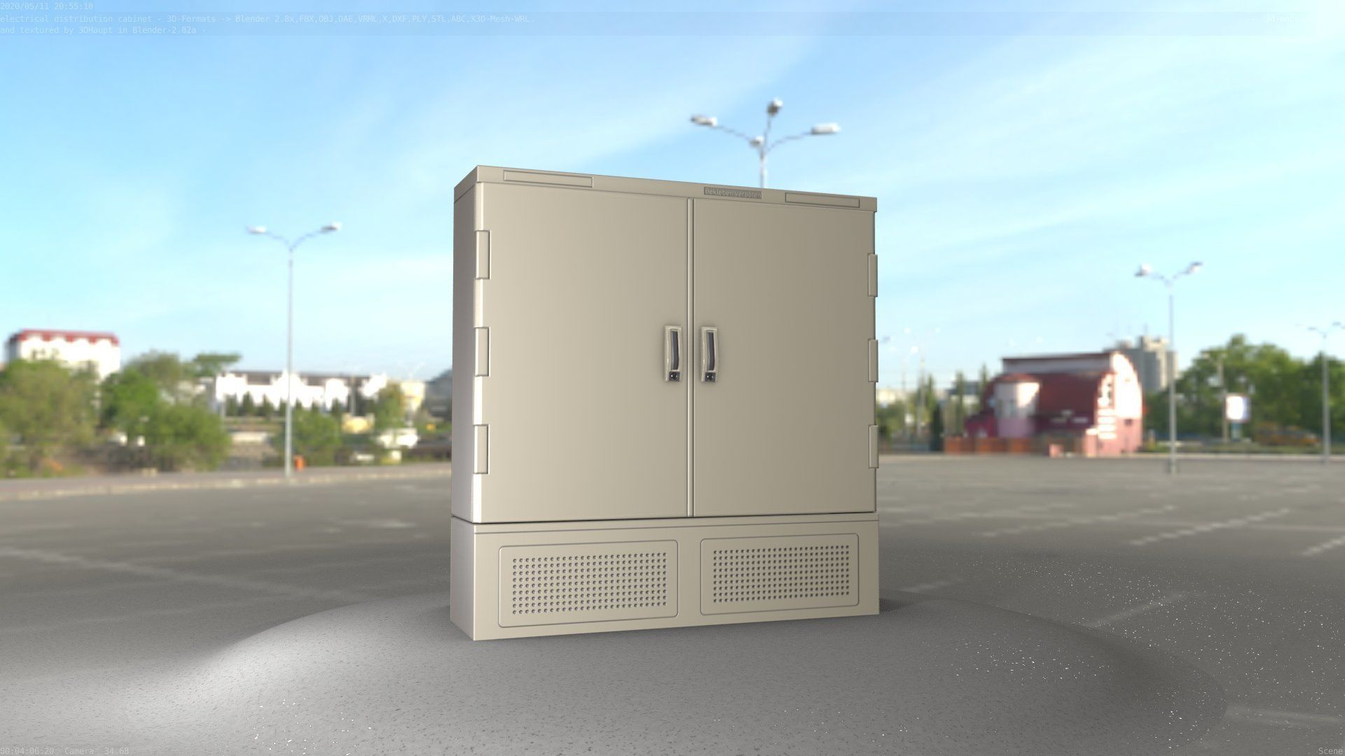 Electrical Distribution Cabinet 60 Low-poly 3D model_6