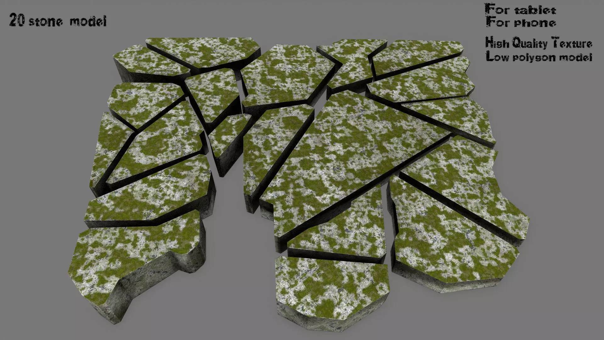 stone set piece of rock Low-poly 3D model_0