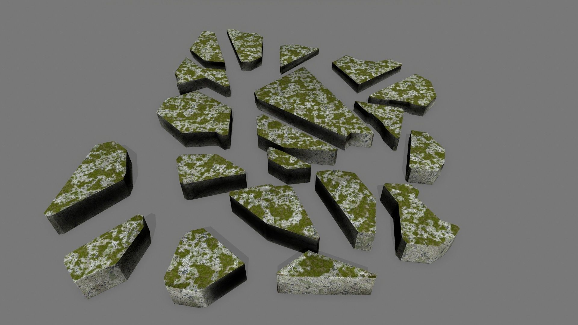stone set piece of rock Low-poly 3D model_3