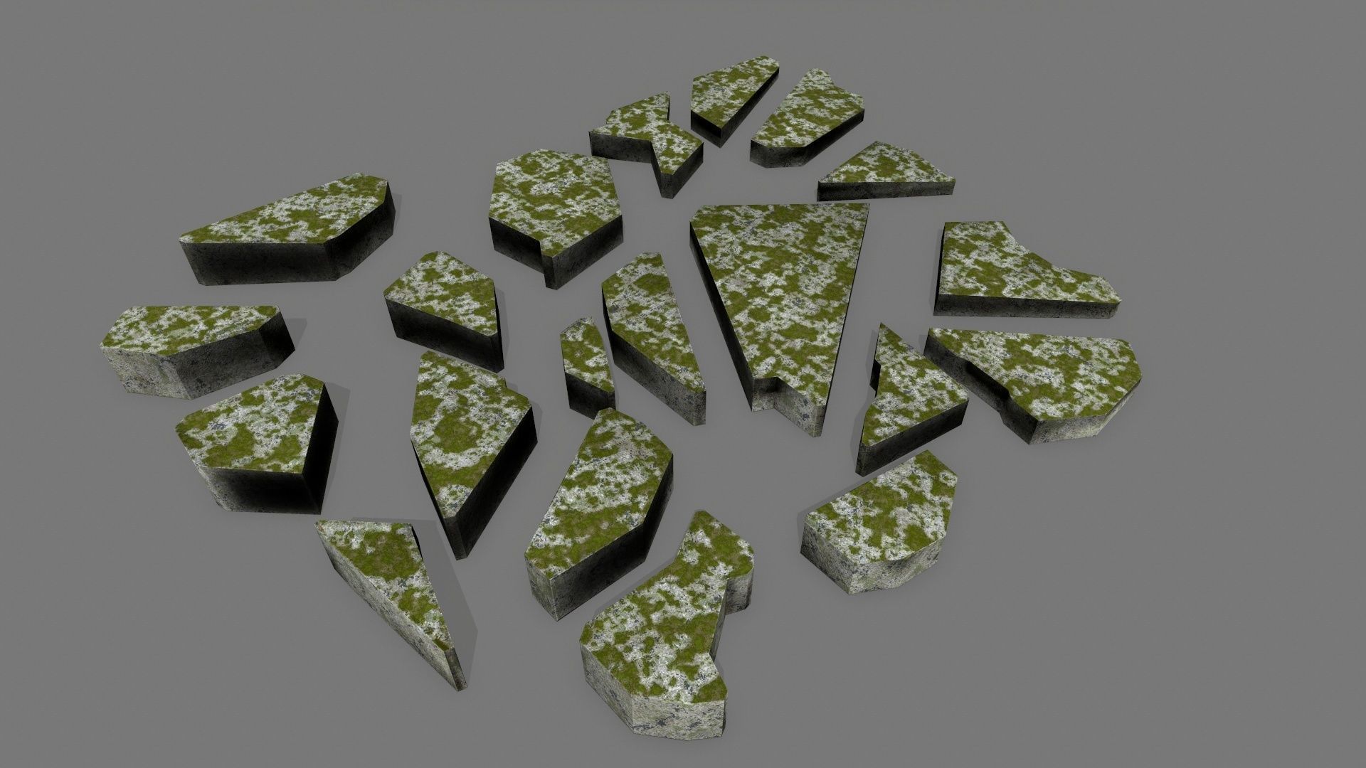 stone set piece of rock Low-poly 3D model_2