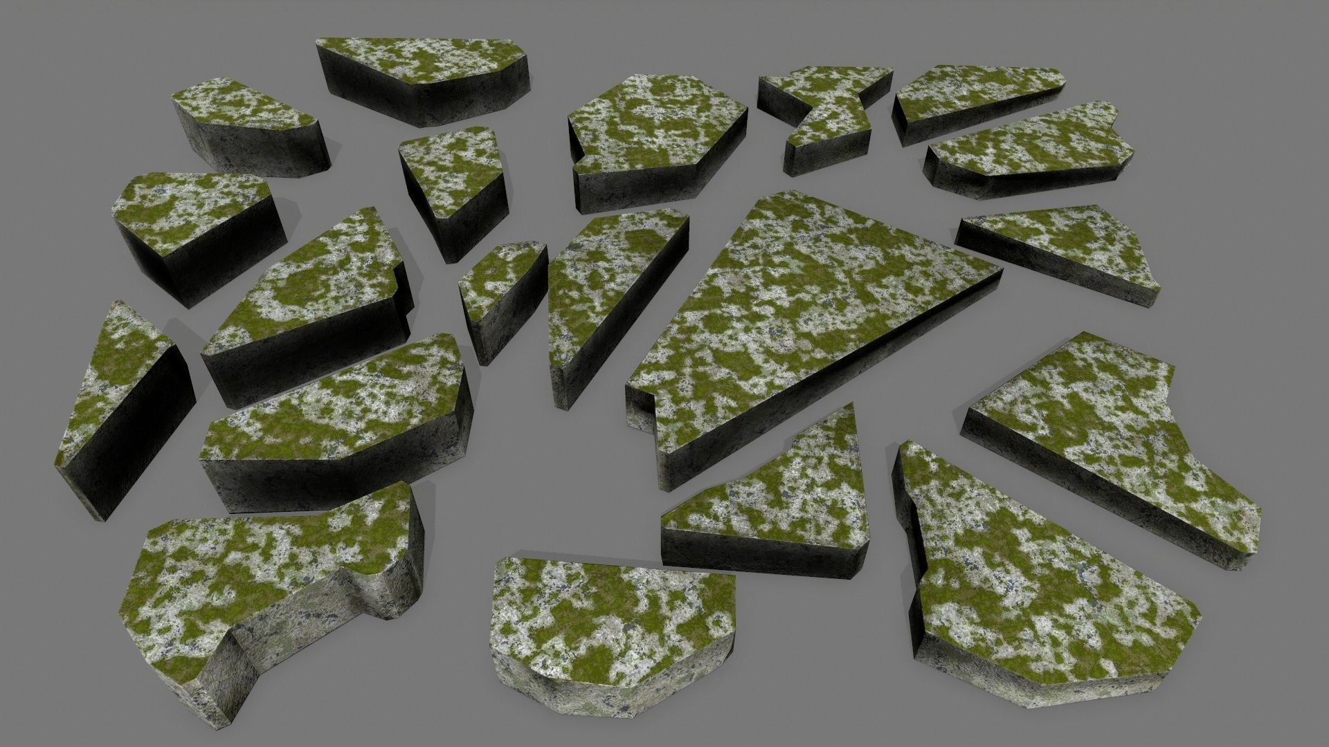 stone set piece of rock Low-poly 3D model_1
