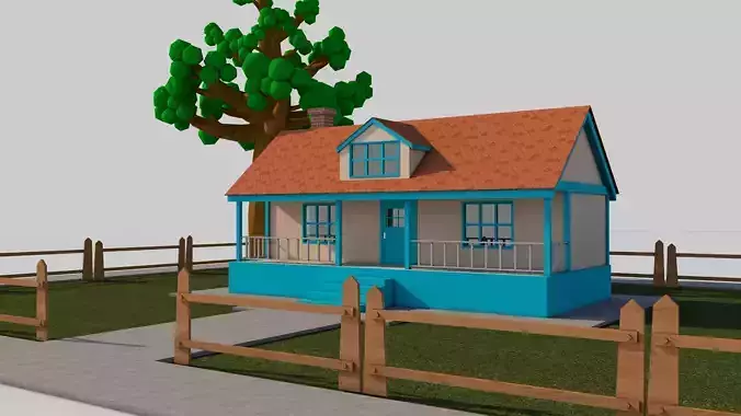 Cartoon House Low-poly 3D model