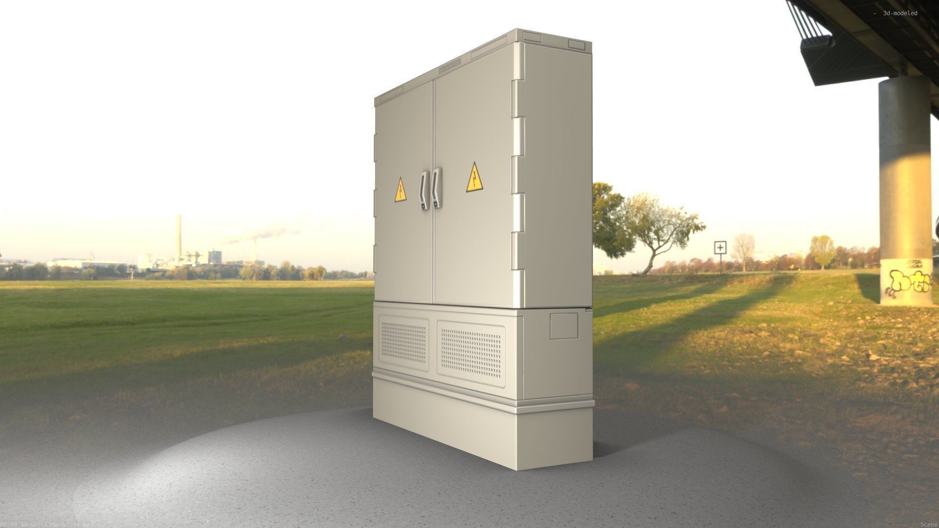Electrical Distribution Cabinet 68 Low-poly 3D model_28