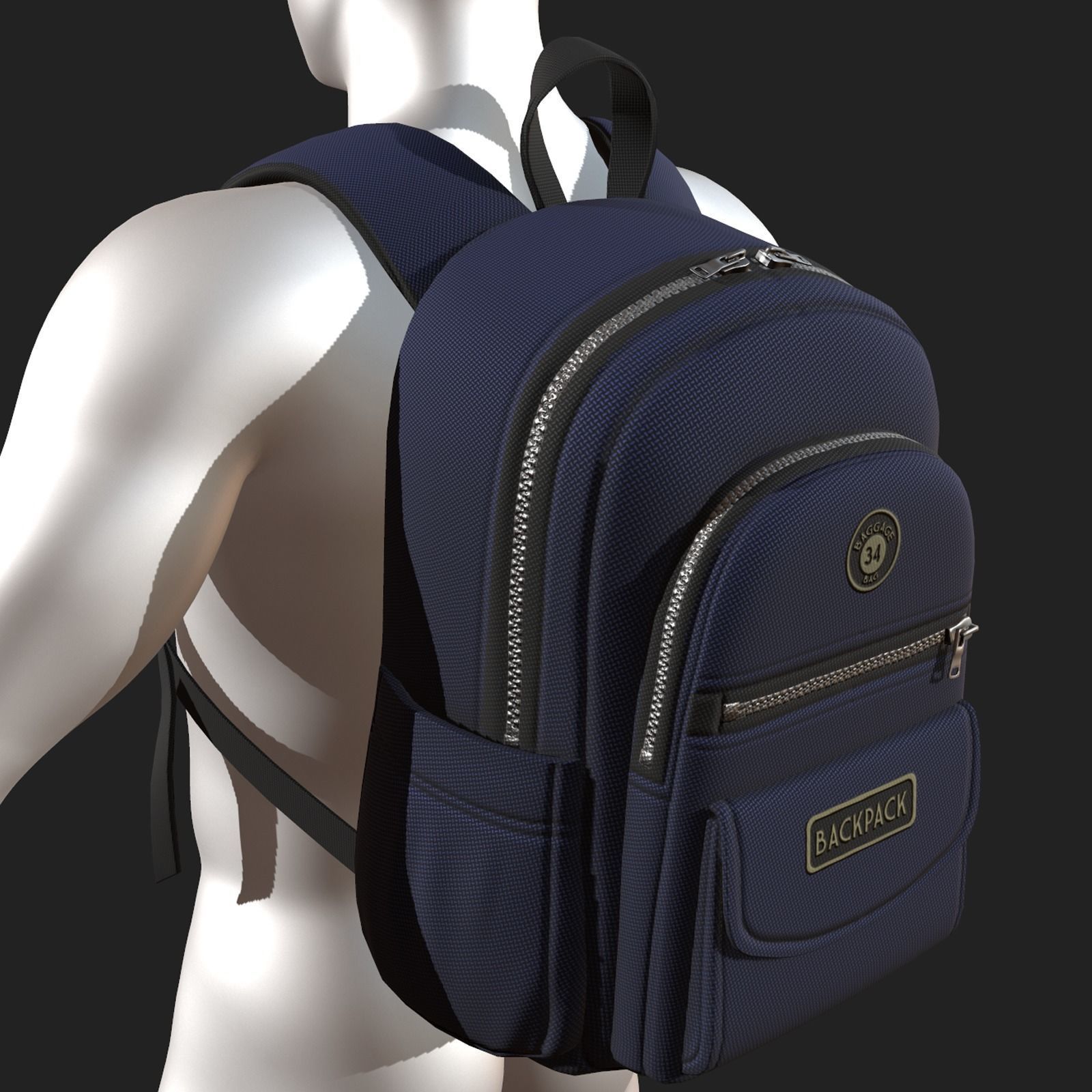 Backpack Camping color bag baggage pockets Low-poly 3D model_1