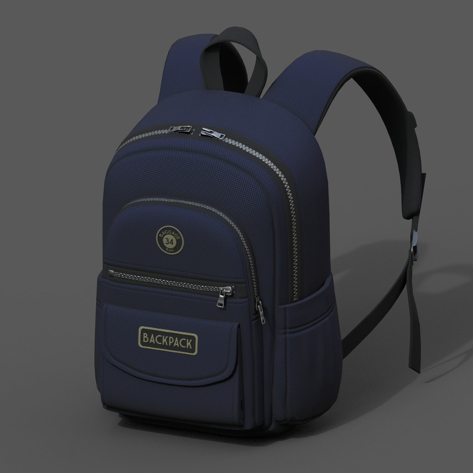 Backpack Camping color bag baggage pockets Low-poly 3D model_2