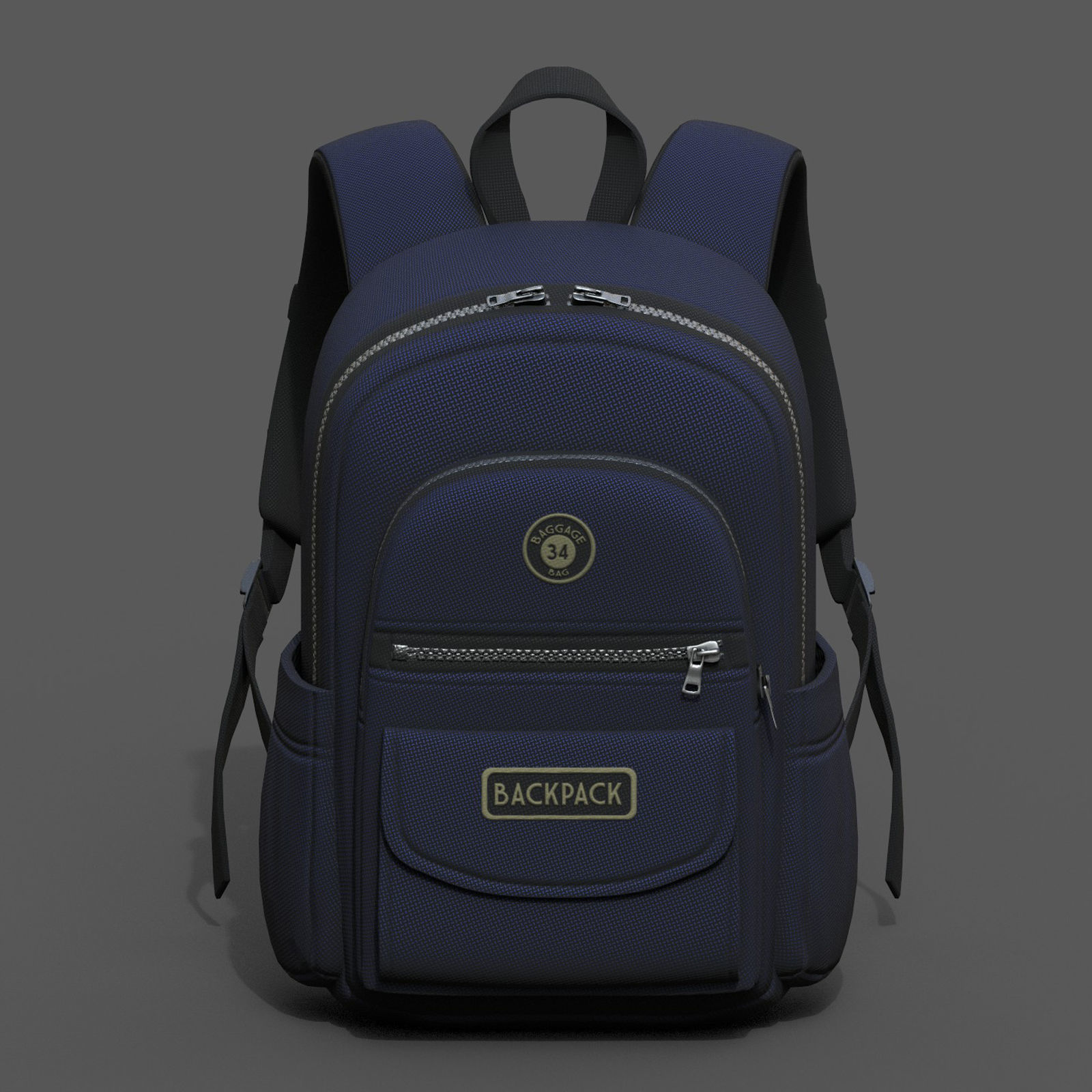 Backpack Camping color bag baggage pockets Low-poly 3D model_4