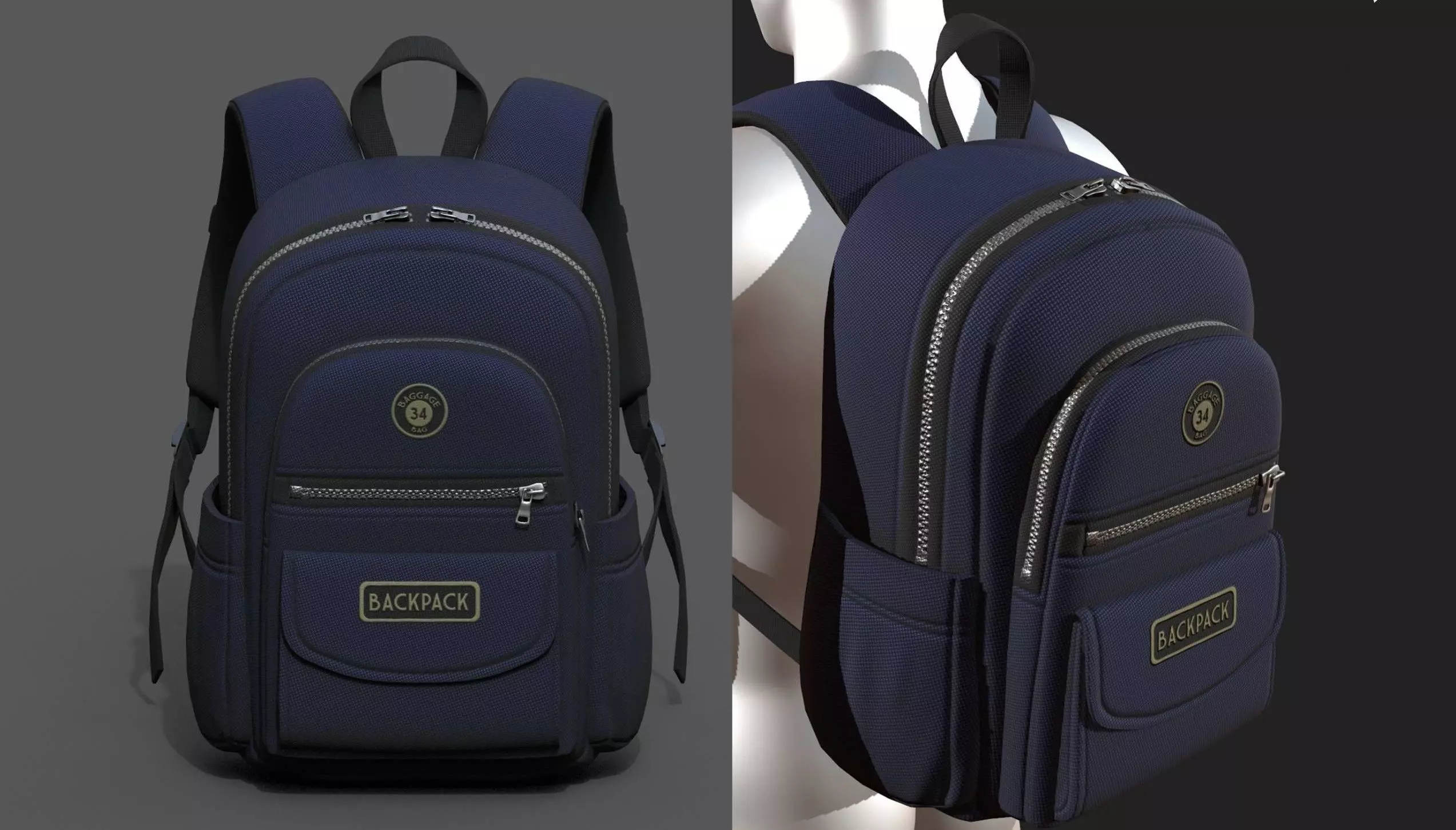 Backpack Camping color bag baggage pockets Low-poly 3D model_0