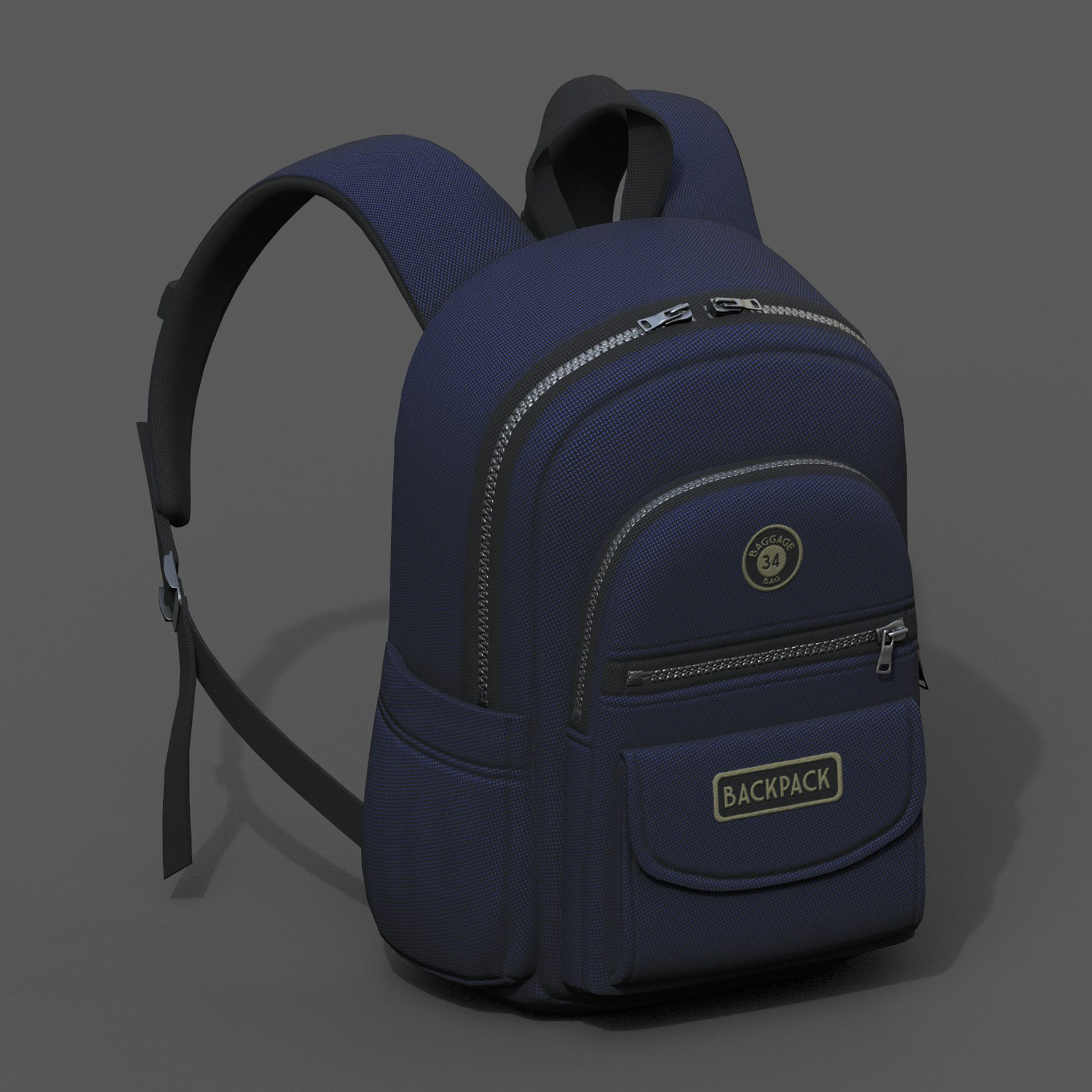 Backpack Camping color bag baggage pockets Low-poly 3D model_3