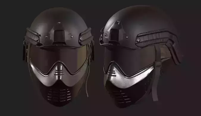 Helmet mask millitary combat soldier armor  Low-poly 3D model