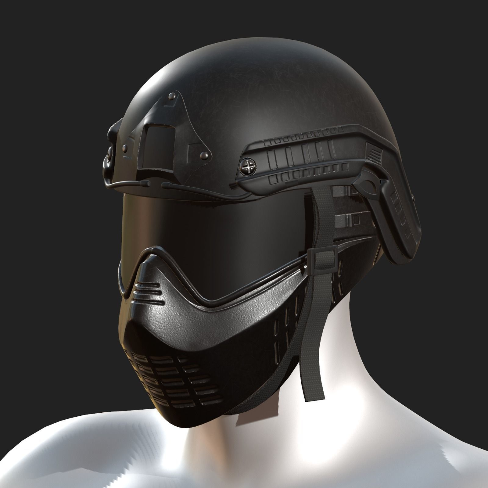 Helmet mask millitary combat soldier armor Low-poly 3D model_8