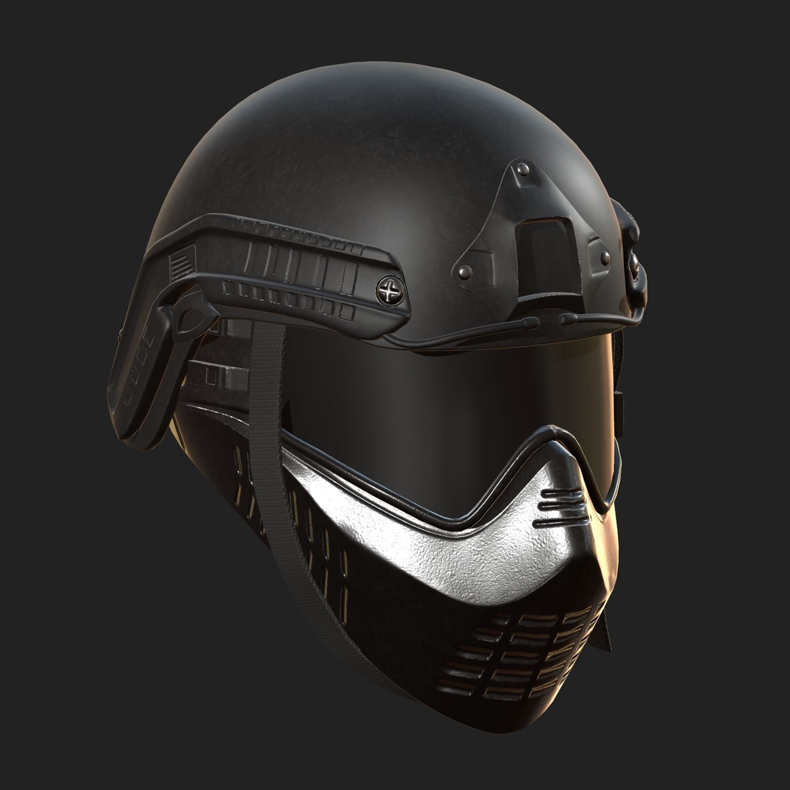 Helmet mask millitary combat soldier armor Low-poly 3D model_3