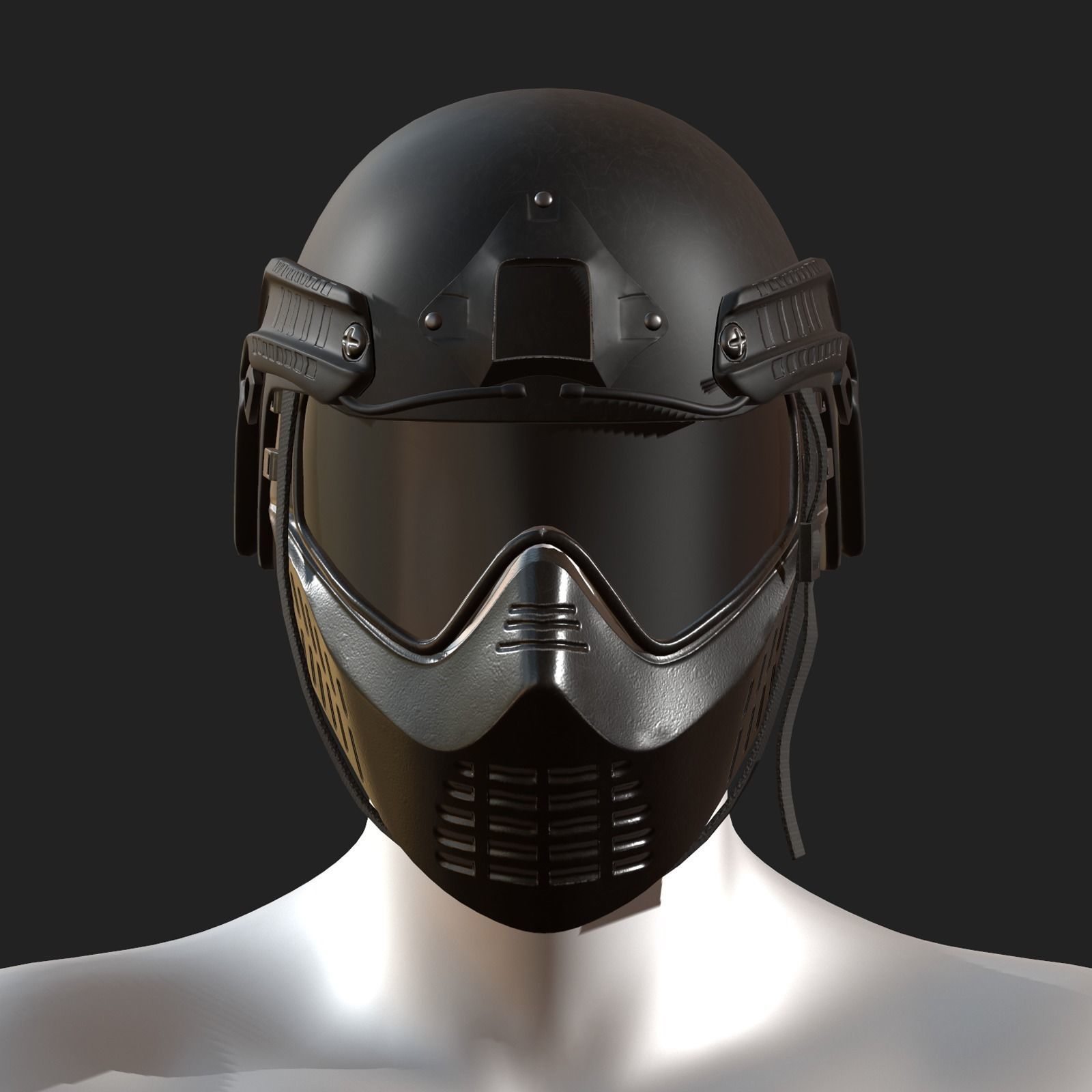 Helmet mask millitary combat soldier armor Low-poly 3D model_9