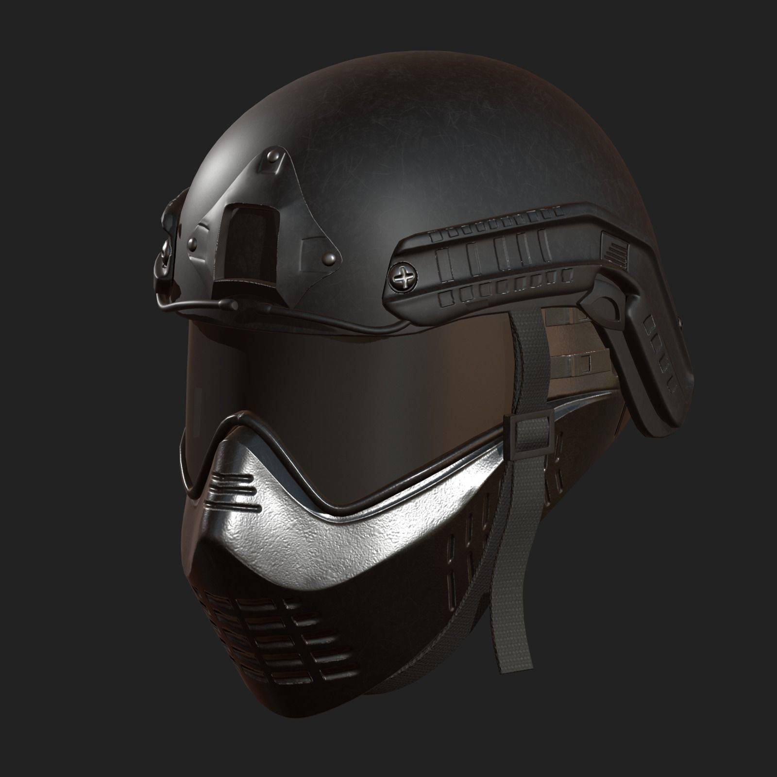 Helmet mask millitary combat soldier armor Low-poly 3D model_1