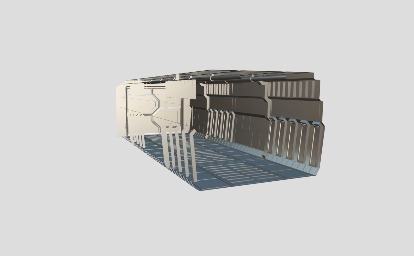 Tile-able Sci-Fi Corridor Low-poly 3D model_11