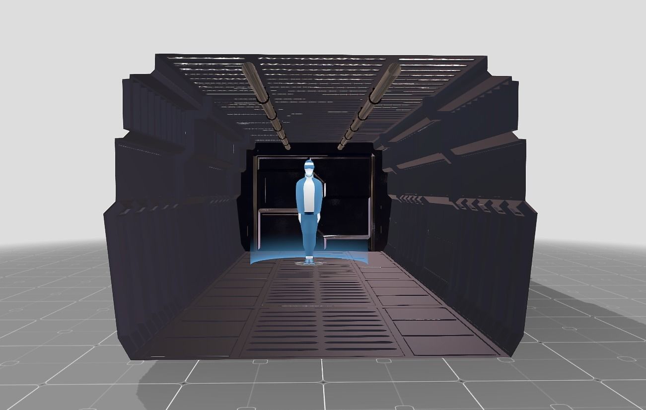 Tile-able Sci-Fi Corridor Low-poly 3D model_1
