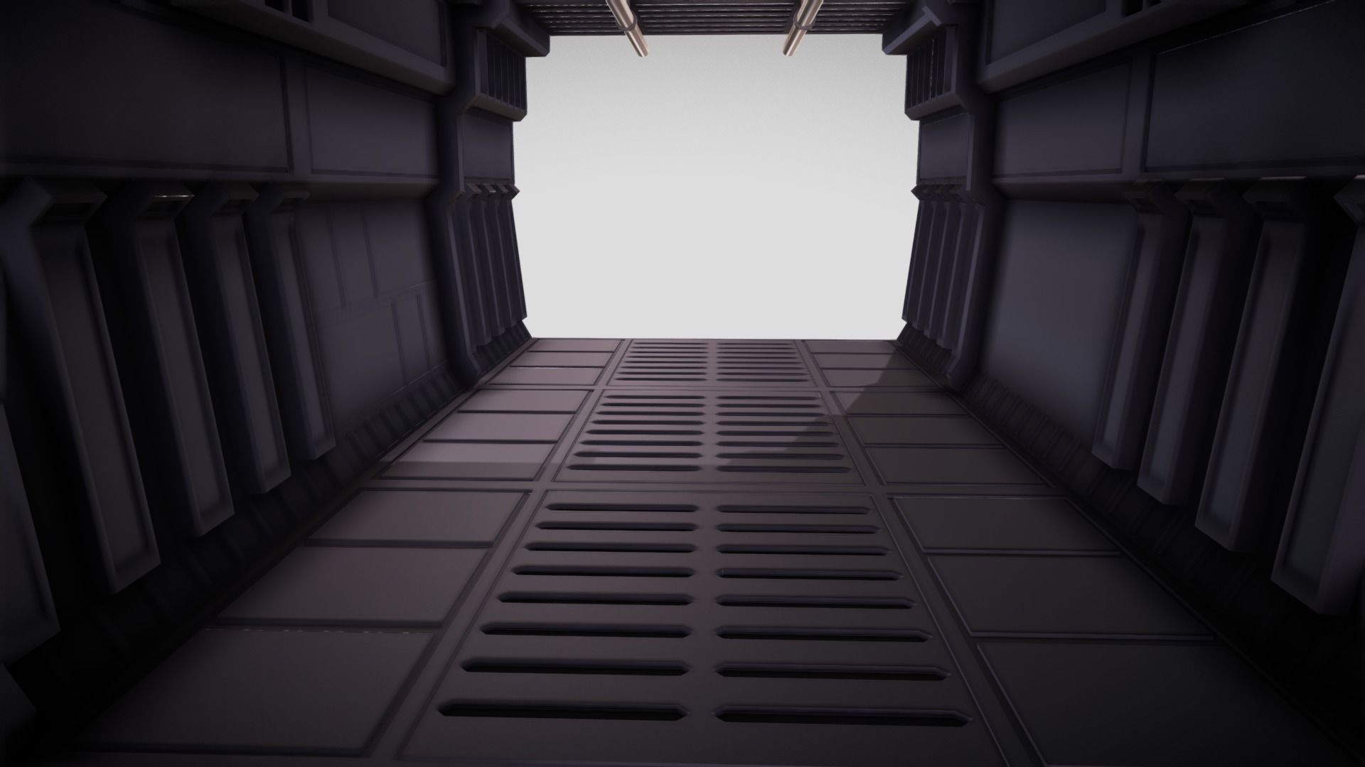 Tile-able Sci-Fi Corridor Low-poly 3D model_6