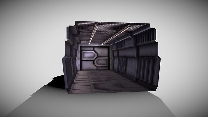 Tile-able Sci-Fi Corridor Low-poly 3D model