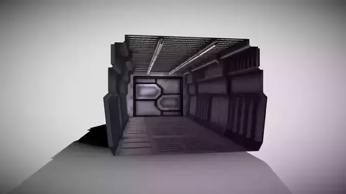 Tile-able Sci-Fi Corridor Low-poly 3D model