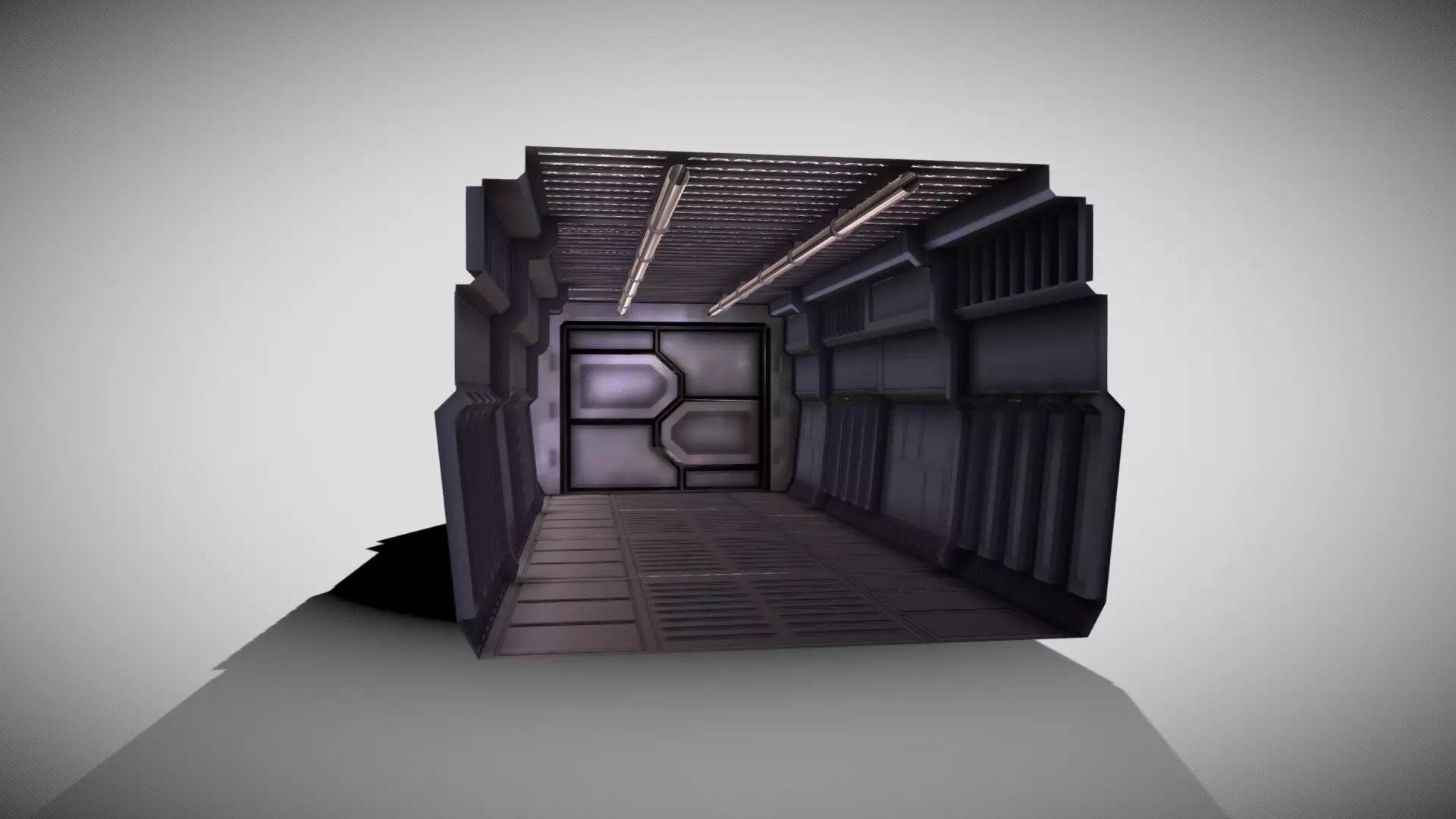 Tile-able Sci-Fi Corridor Low-poly 3D model_0