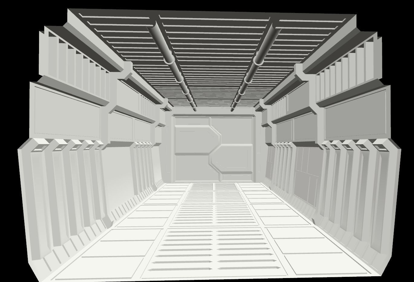 Tile-able Sci-Fi Corridor Low-poly 3D model_13