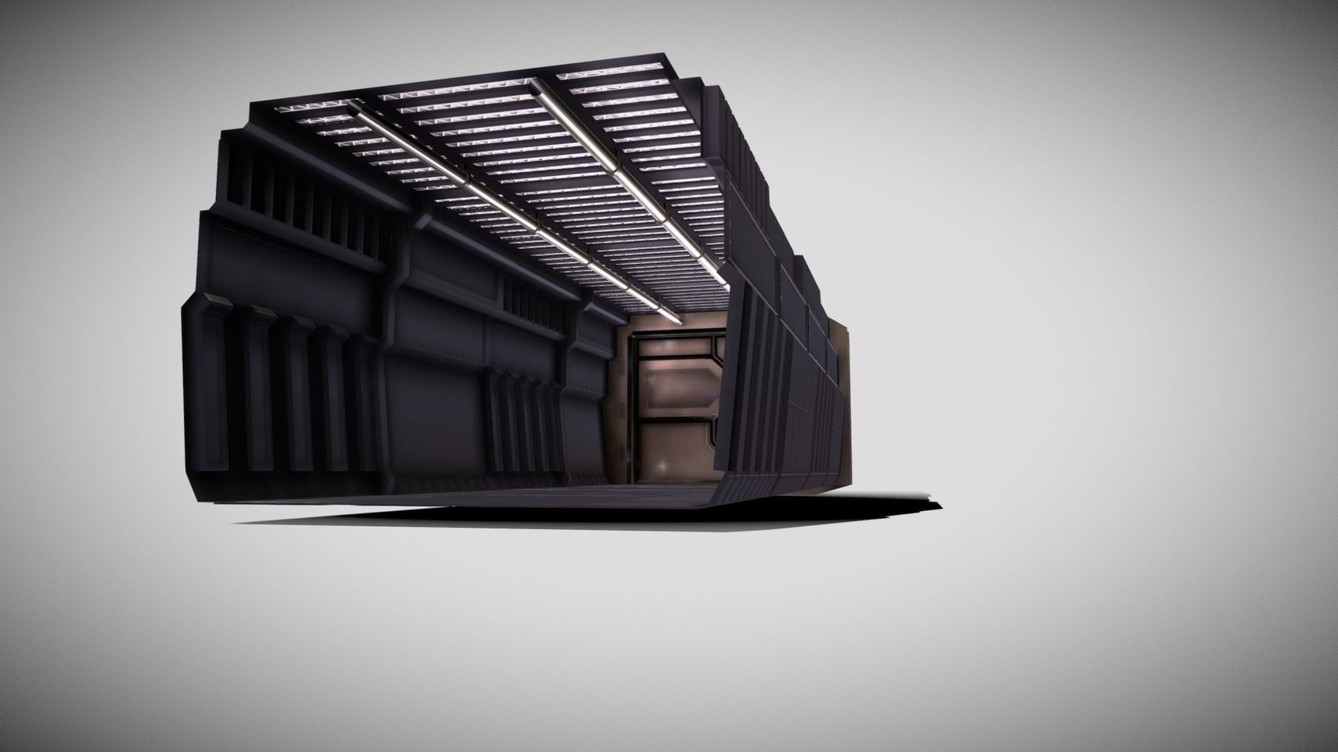 Tile-able Sci-Fi Corridor Low-poly 3D model_3