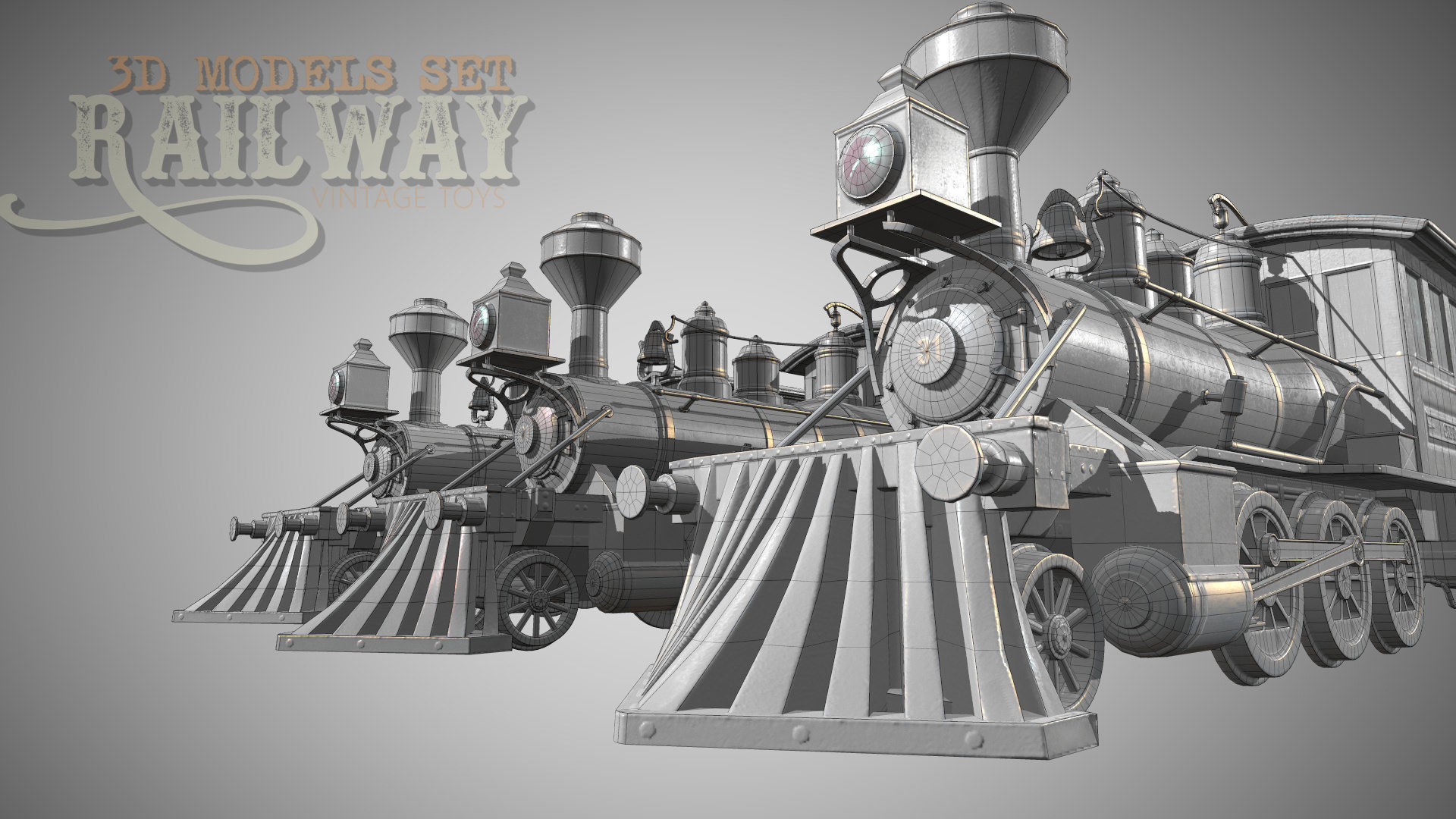 The Railway Mechanical Toy Low-poly 3D model_79