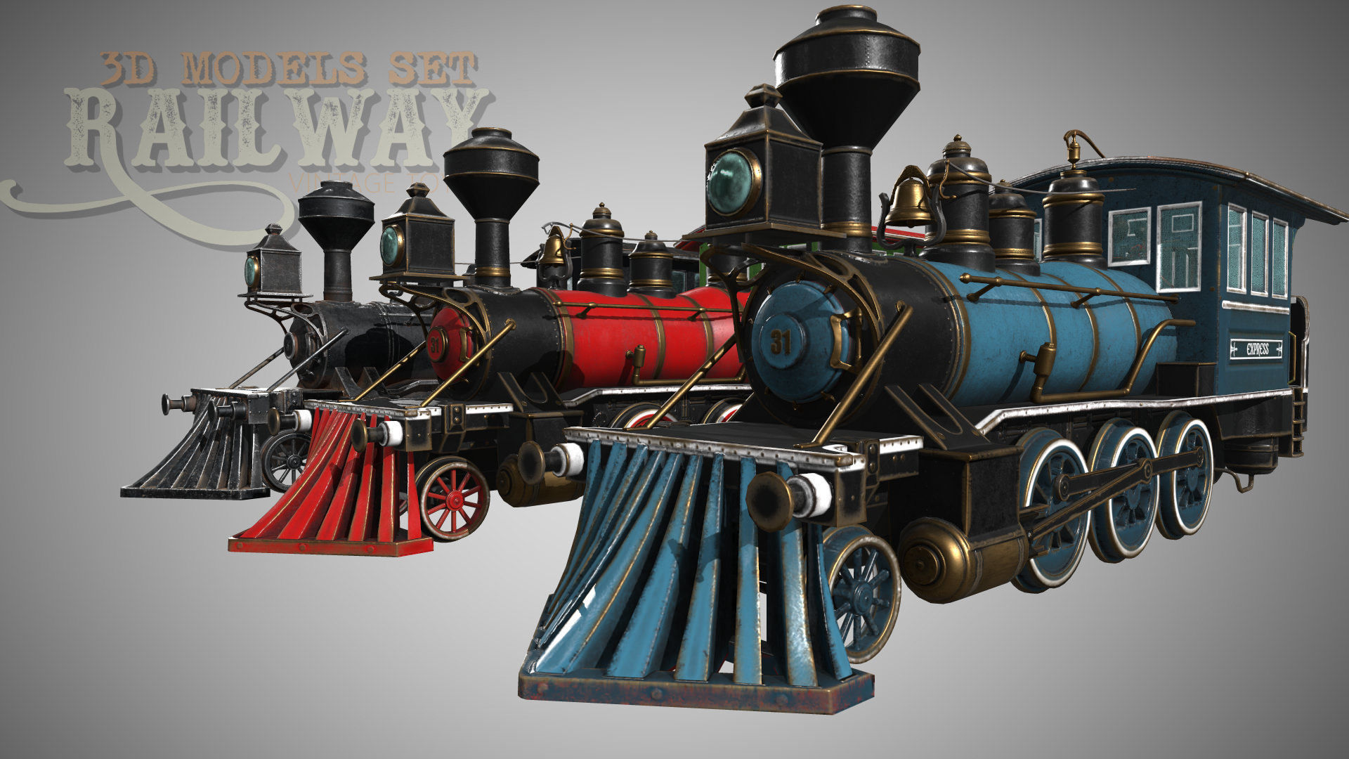 The Railway Mechanical Toy Low-poly 3D model_71