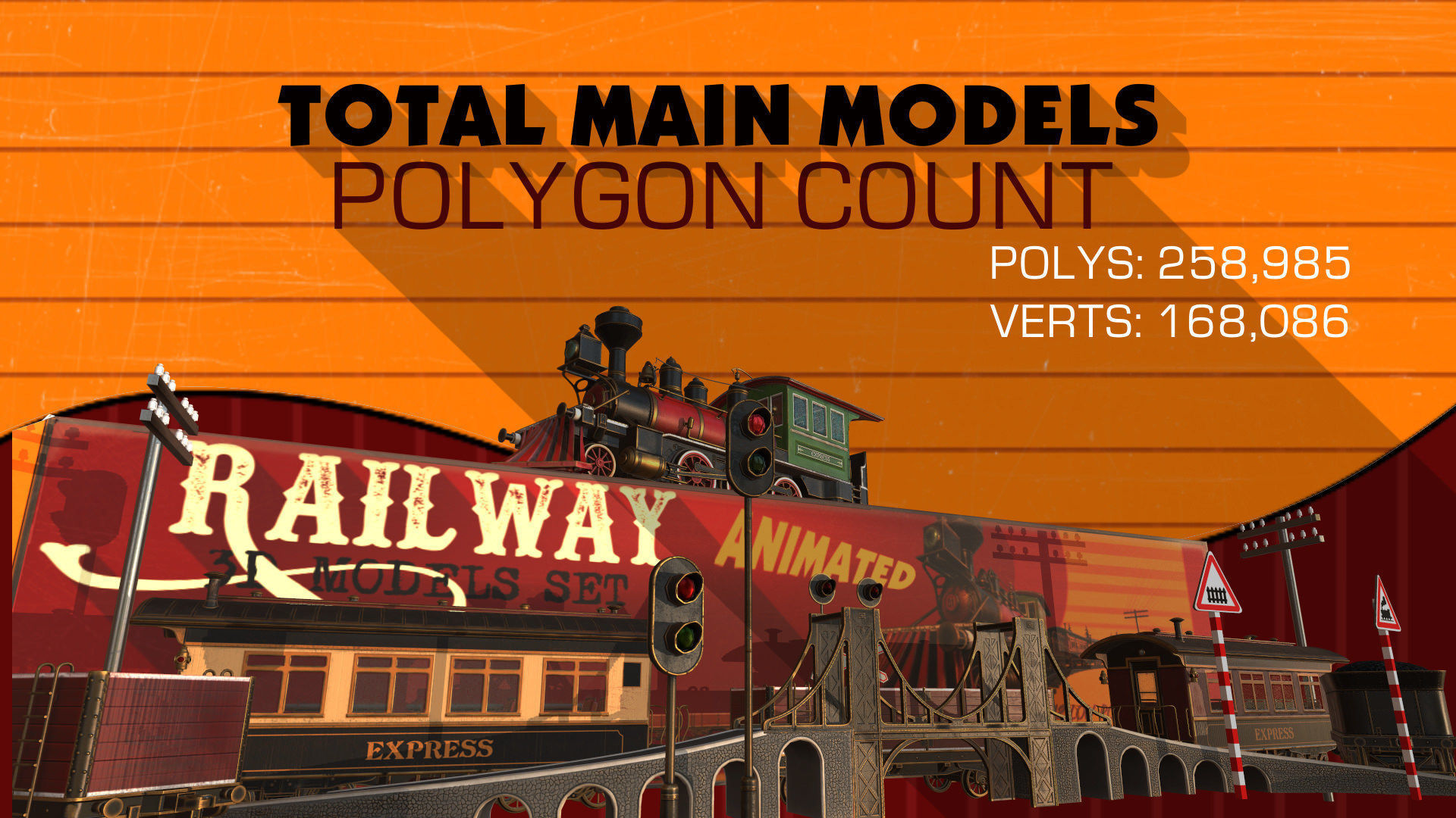 The Railway Mechanical Toy Low-poly 3D model_38