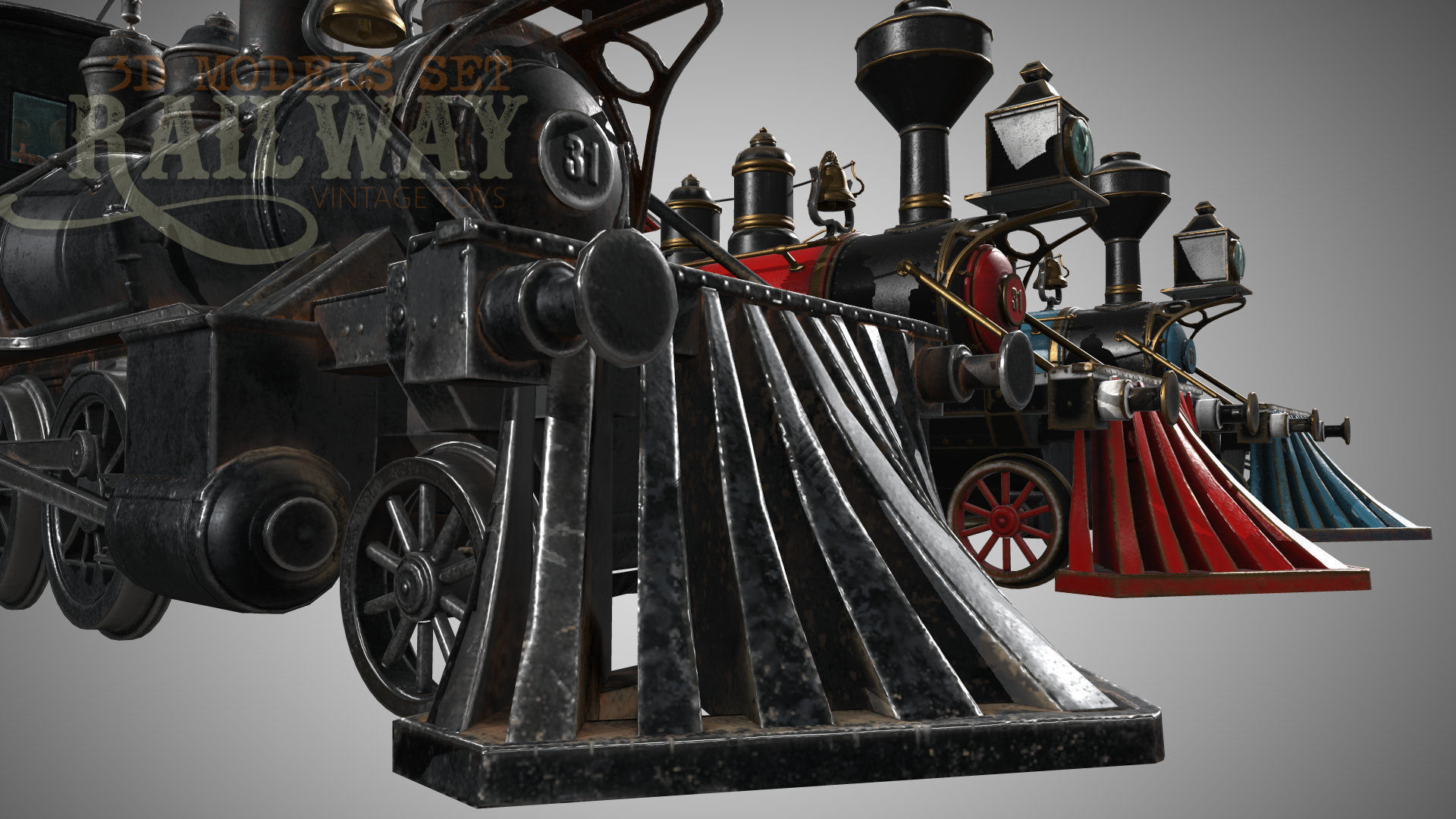 The Railway Mechanical Toy Low-poly 3D model_72