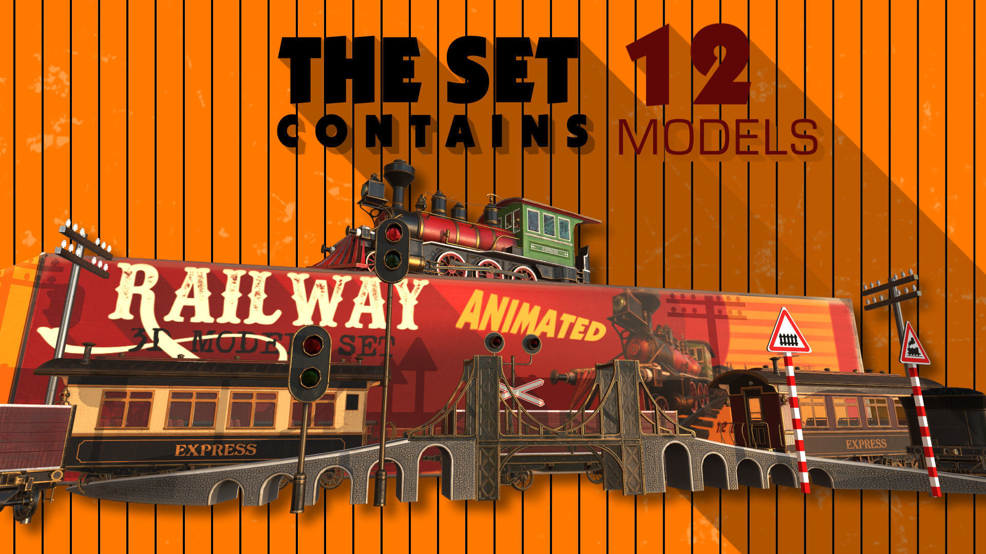 The Railway Mechanical Toy Low-poly 3D model_33