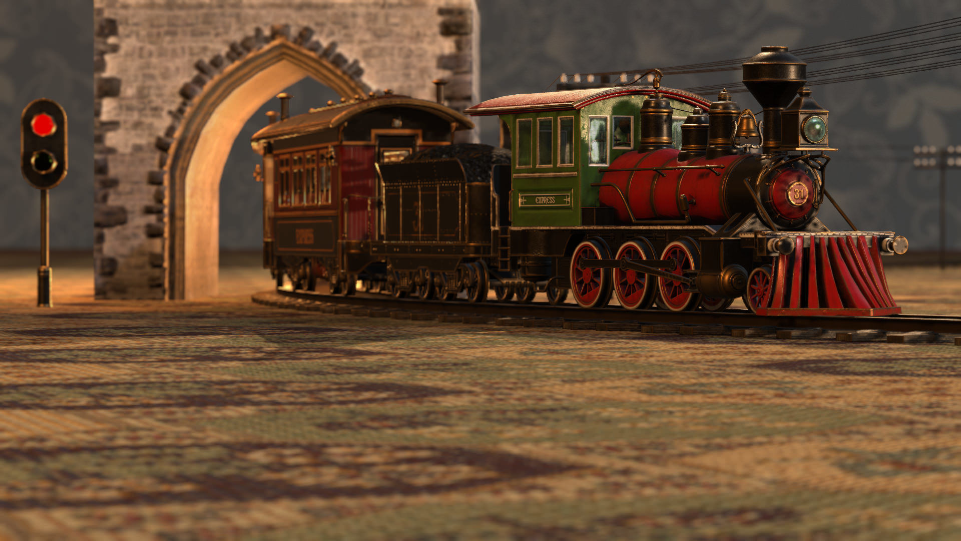 The Railway Mechanical Toy Low-poly 3D model_7