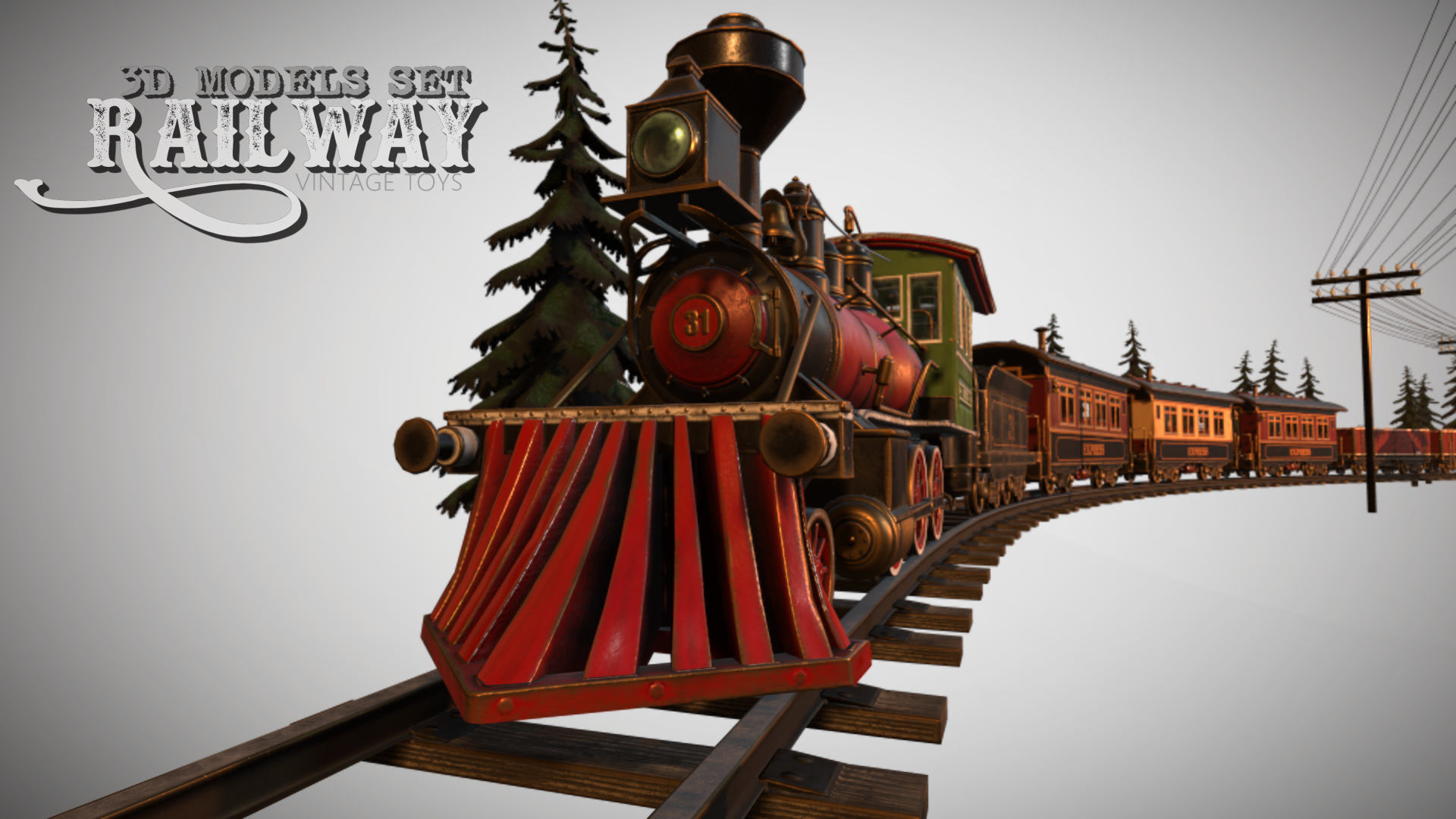 The Railway Mechanical Toy Low-poly 3D model_50