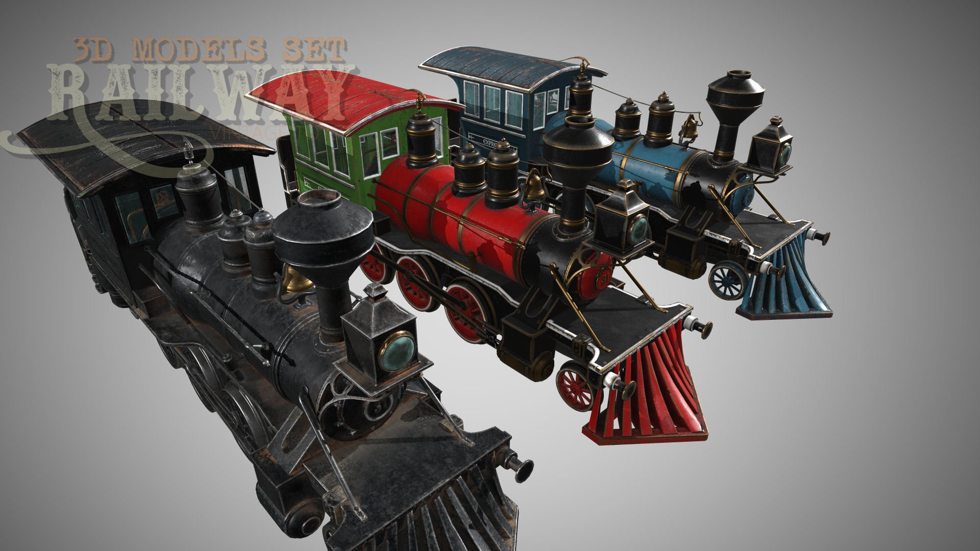 The Railway Mechanical Toy Low-poly 3D model_77