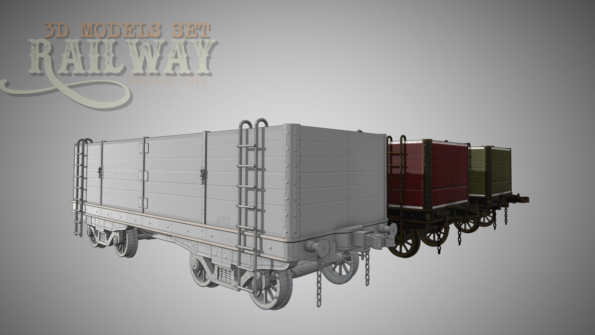 The Railway Mechanical Toy Low-poly 3D model_86