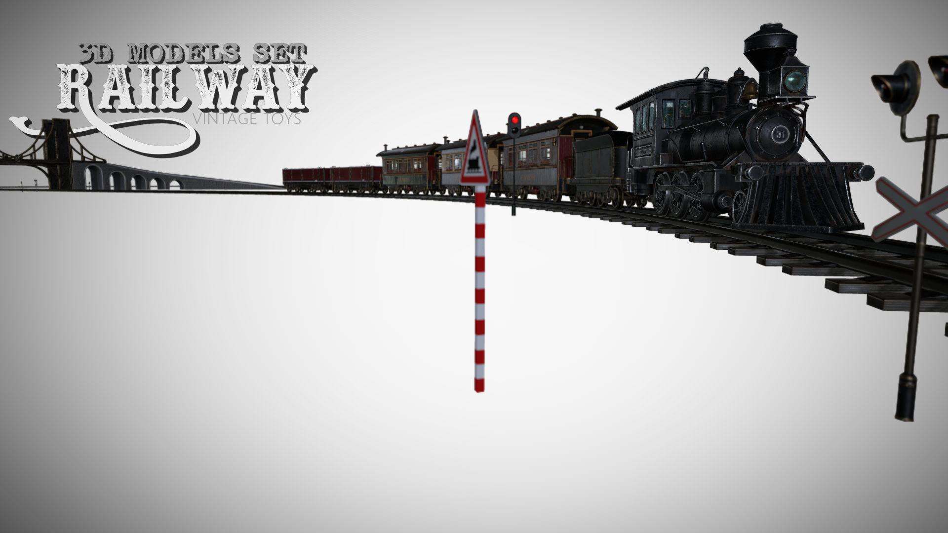 The Railway Mechanical Toy Low-poly 3D model_52