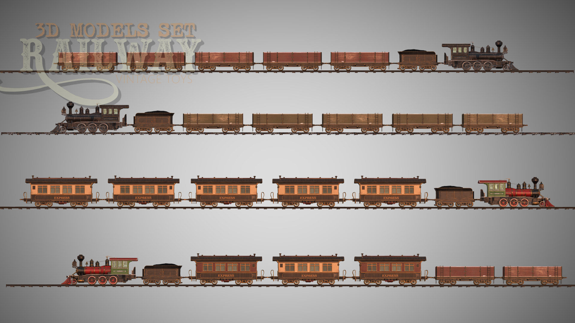 The Railway Mechanical Toy Low-poly 3D model_51