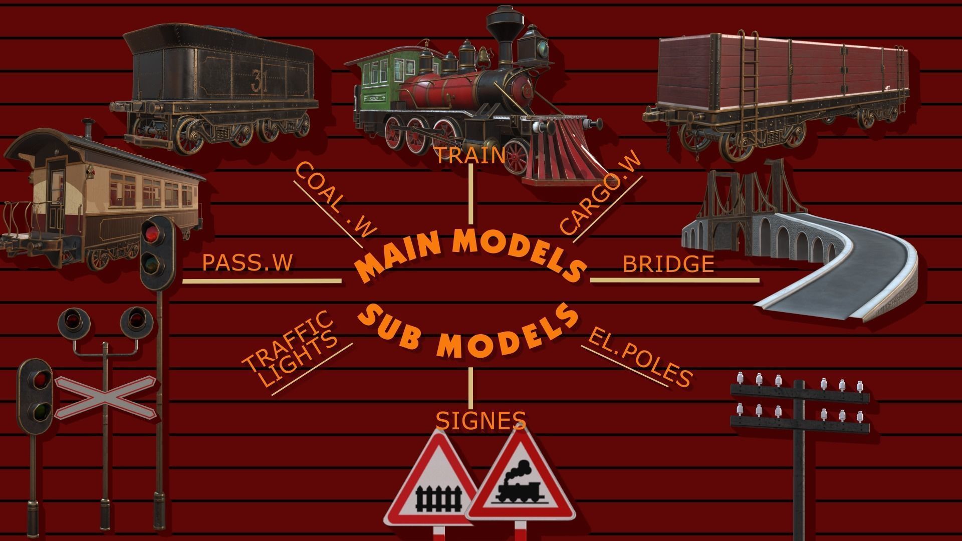 The Railway Mechanical Toy Low-poly 3D model_36