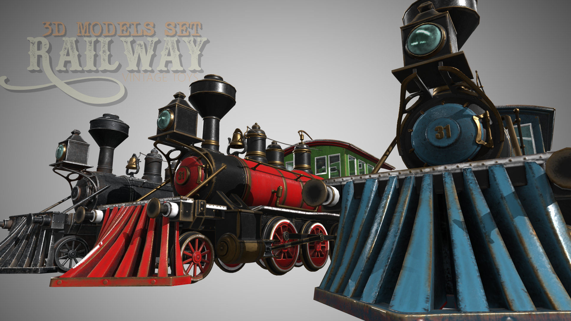 The Railway Mechanical Toy Low-poly 3D model_75