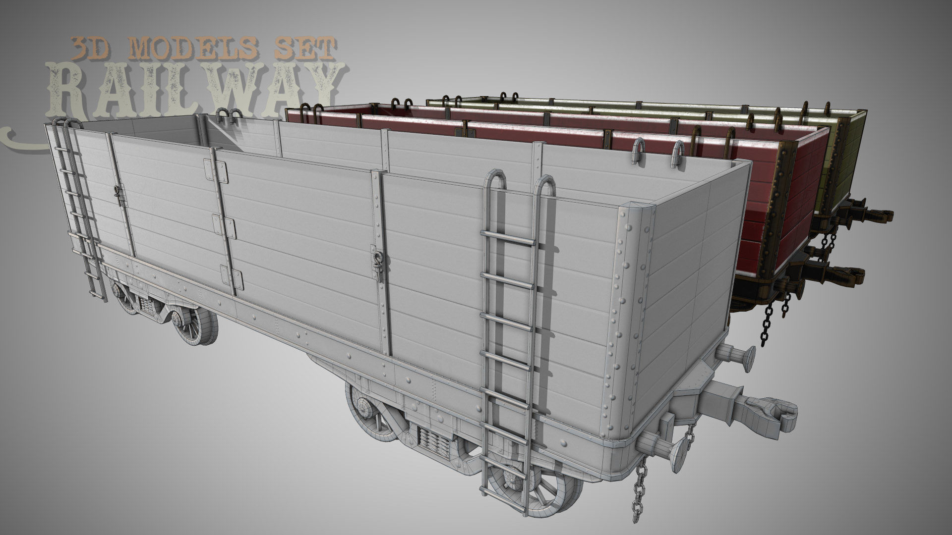 The Railway Mechanical Toy Low-poly 3D model_89
