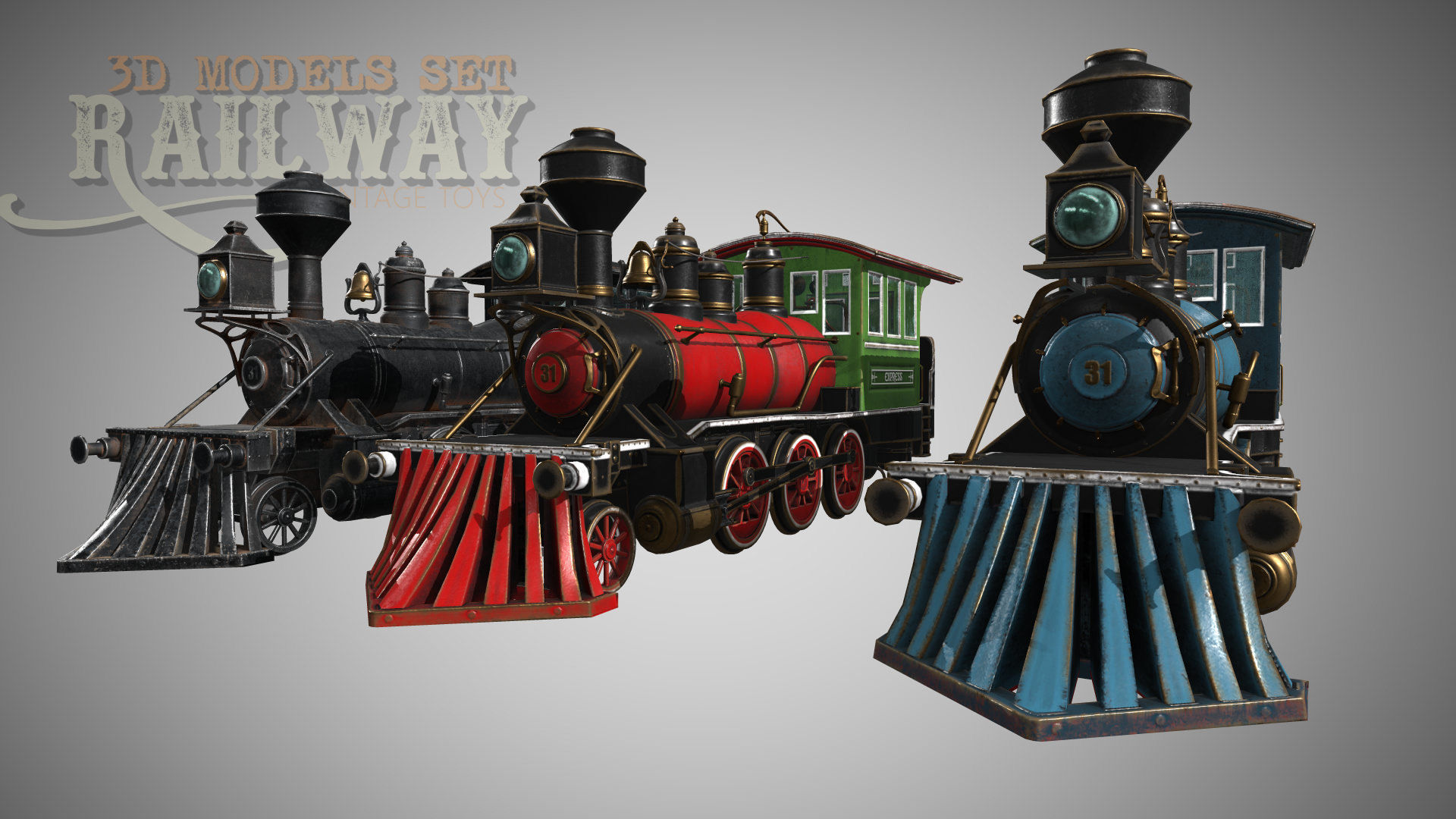 The Railway Mechanical Toy Low-poly 3D model_70