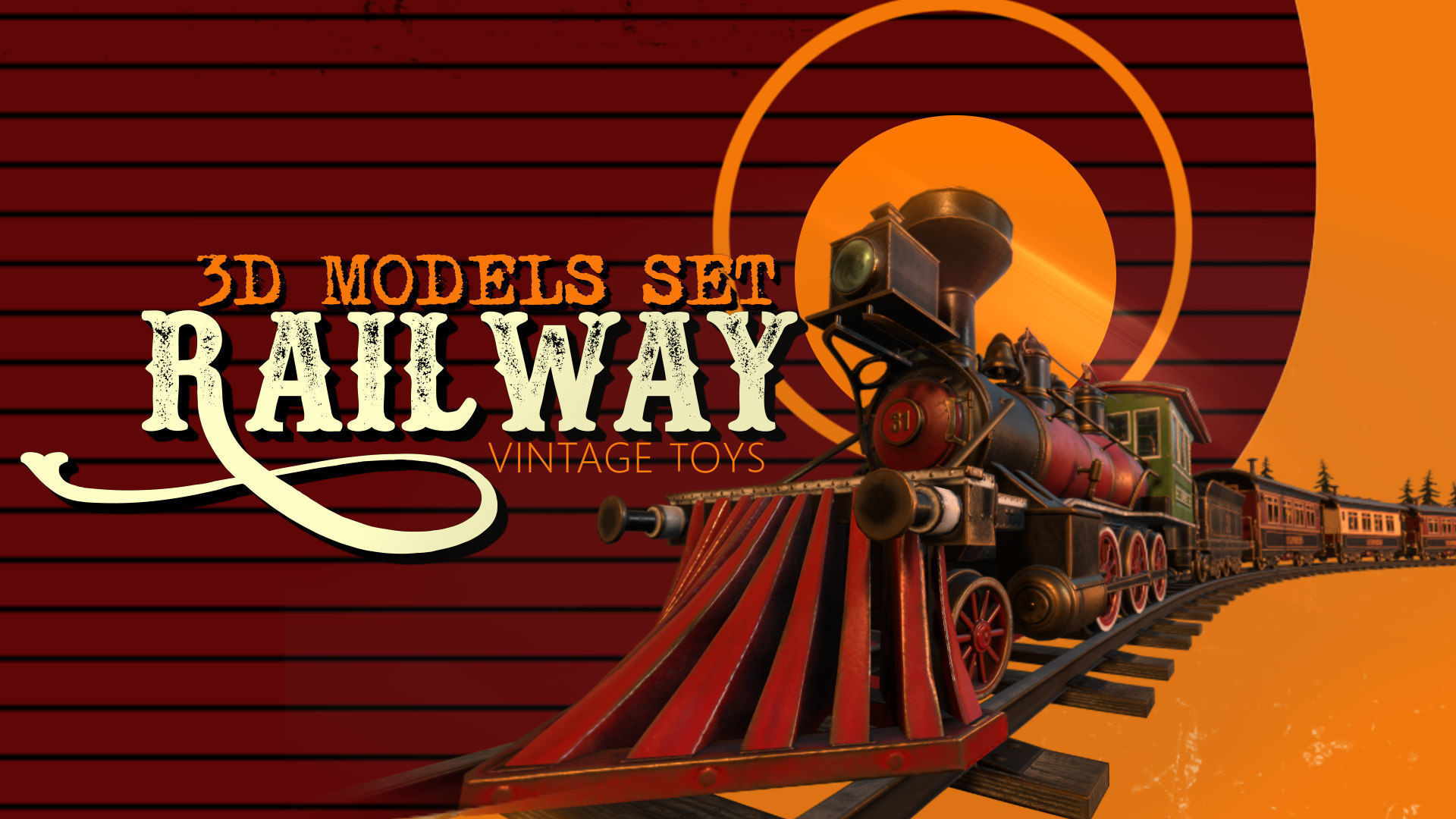 The Railway Mechanical Toy Low-poly 3D model_32