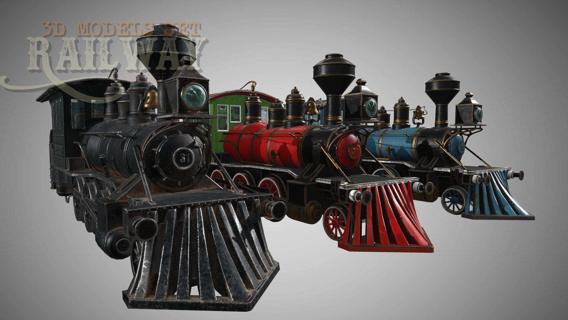 The Railway Mechanical Toy Low-poly 3D model_69